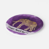 faux goudstamolifant paarse borstelslag papieren bordje (Gekanteld)