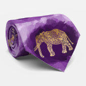 faux goudstamolifant paarse borstelslag stropdas (Opgerold)