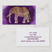 faux goudstamolifant paarse borstelslag visitekaartje (Voorkant / Achterkant)