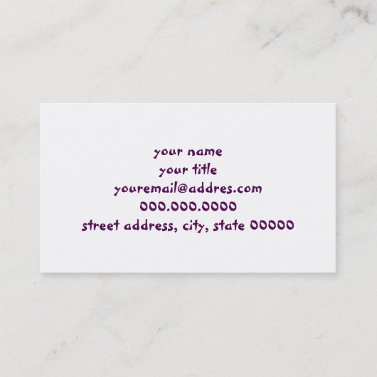 faux goudstamolifant paarse borstelslag visitekaartje (Achterkant)