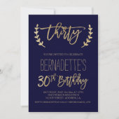Faux goudtypografie blauw 30th Birthday Kaart (Voorkant)