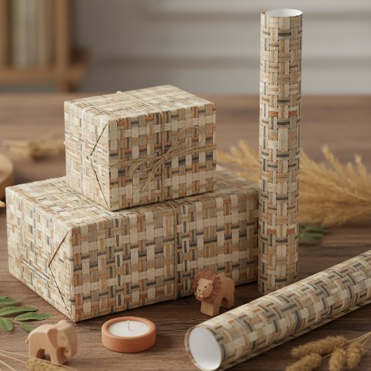 Faux Grasscloth Geometric Weave Pat#3 ID1271 Cadeaupapier