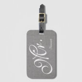 Faux Gray Linen Pas getrouwd de heer Husband Groom Bagagelabel (Voorkant (verticaal))