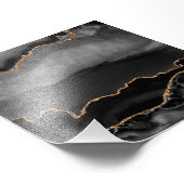 Faux Gray Marged Agate Golden Glitter Black Stone Foto Afdruk (Hoek)