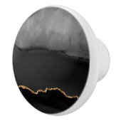 Faux Gray Marged Agate Golden Glitter Black Stone Keramische Knop (Rechts)