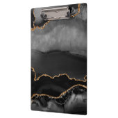 Faux Gray Marged Agate Golden Glitter Black Stone Klembord (Links)