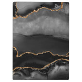 Faux Gray Marged Agate Golden Glitter Black Stone Klembord (Achterkant)