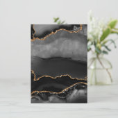 Faux Gray Marged Agate Golden Glitter Black Stone Menu (Staand voorkant)