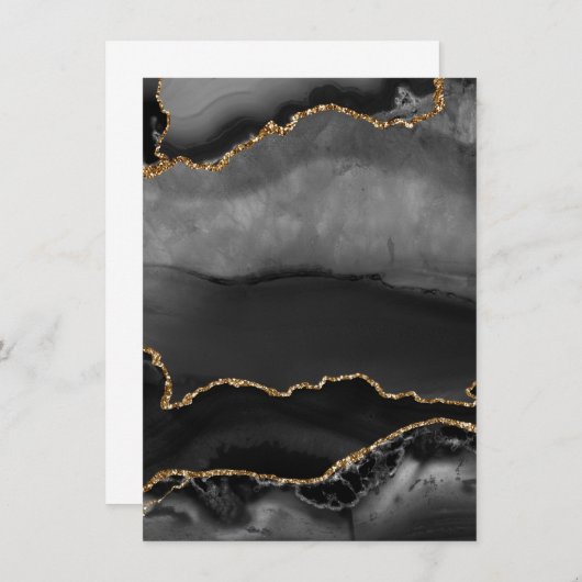 Faux Gray Marged Agate Golden Glitter Black Stone Menu (Voorkant / Achterkant)