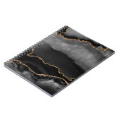 Faux Gray Marged Agate Golden Glitter Black Stone Notitieboek (Linkerzijde)