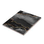 Faux Gray Marged Agate Golden Glitter Black Stone Tegeltje (Zijkant)