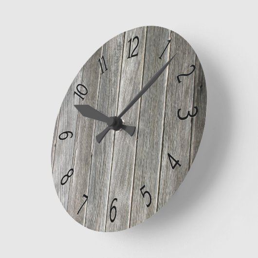 Faux Gray Wooden Board Ronde Klok (Hoek)