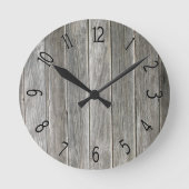 Faux Gray Wooden Board Ronde Klok (Voorkant)