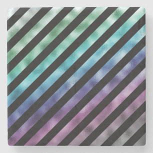 Faux Green Blue Paars Rainbow Black Diagonaal Stenen Onderzetter
