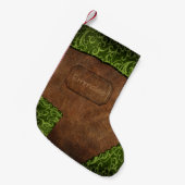 Faux Green Brown Monogram Leather Kleine Kerstsok (Voorkant (Hangend))