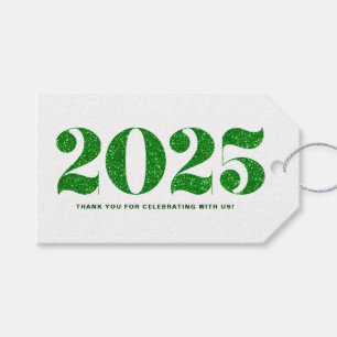 Faux Green Glitter 2024 Typografie Gelukkig Nieuwj Cadeaulabel