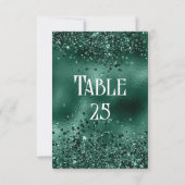 Faux Green Glitter en Folie Trouwtafel Nummer Kaart (Achterkant)