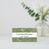 Faux Green Glitter Event Planner Stijlvolle Glitte Visitekaartje (Staand voorkant)