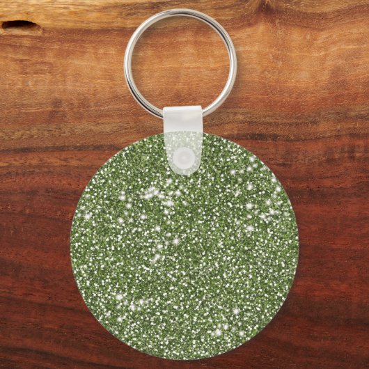 Faux Green Glitter Texture and Custom Monogram Sleutelhanger (Achterkant)