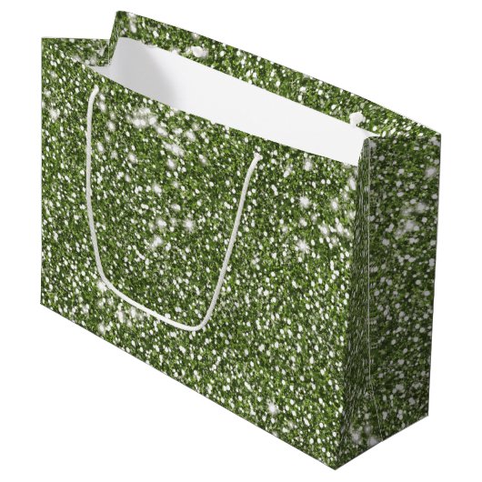 Faux Green Glitter Texture Kijk-like Graphic Groot Cadeauzakje (Voorkant Gekanteld)