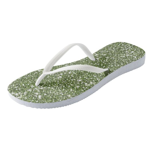 Faux Green Glitter Texture Kijk-like Graphic Teenslippers (Schuin)