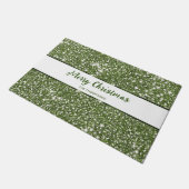 Faux Green Glitter Textuur Kijk Vrolijk Kerstmis Deurmat (Schuin)