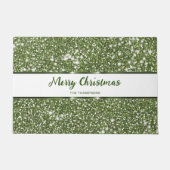 Faux Green Glitter Textuur Kijk Vrolijk Kerstmis Deurmat (Voorkant)