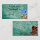 Faux Green Leather & Happy Horse Design Visitekaartje (Voorkant / Achterkant)