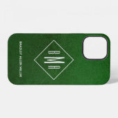 Faux Green Leather White Monogram op maat gemaakt iPhone Hoesje (Achterkant horizontaal)