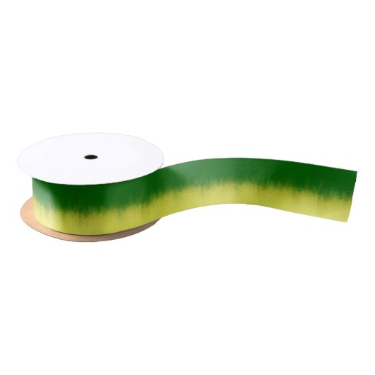 Faux Green Yellow Tye Dye Ribbon Satijnen Lint (Spoel)
