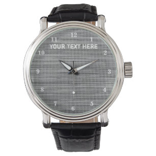 Faux Grey Fabric Aangepaste tekst volgen Parsonali Horloge