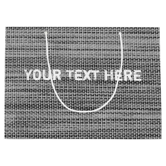 Faux Grey Fabric Aangepaste teksttas met cadeau Groot Cadeauzakje (Voorkant)