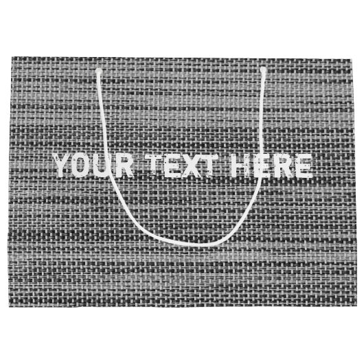 Faux Grey Fabric Aangepaste teksttas met cadeau Groot Cadeauzakje (Achterkant)