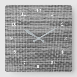 Faux Grey Fabric Cloth Moderne Design Wall Clock Vierkante Klok