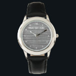 Faux Grey Fabric Horloge met aangepaste tekst<br><div class="desc">Faux Grey Fabric Horloges met aangepaste tekst - MINNED Design - jouw tekst toevoegen met aanpassingsgereedschap - of Lettertypen / grootte / ! kiezen</div>