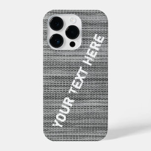 Faux Grey Fabric iPhone Case met aangepaste tekst 14 Plus Hoesje