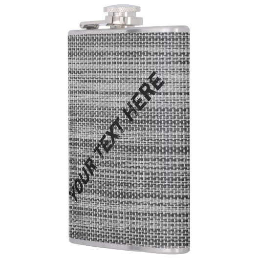 Faux Grey Fabric Kolf met aangepaste tekst Heupfles (Links)