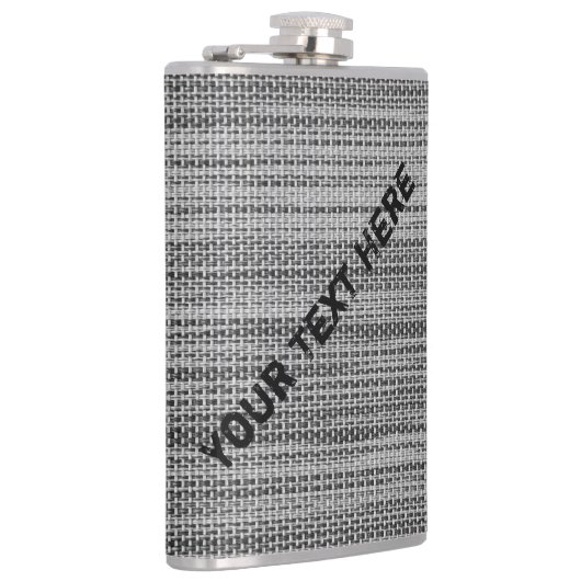 Faux Grey Fabric Kolf met aangepaste tekst Heupfles (Rechts)