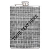 Faux Grey Fabric Kolf met aangepaste tekst Heupfles (Voorkant)