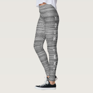 Faux Grey Fabric Leggings met aangepaste tekst
