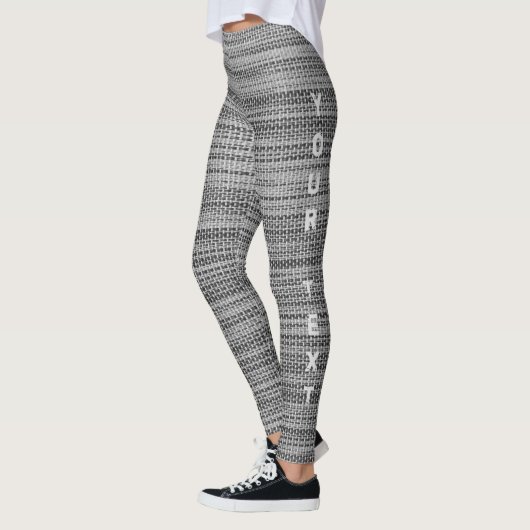 Faux Grey Fabric Leggings met aangepaste tekst (Links)