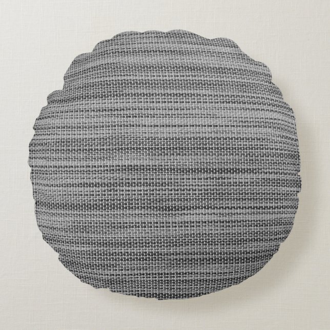 Faux Grey Fabric Round Pillow - Modern Rond Kussen (Voorkant)