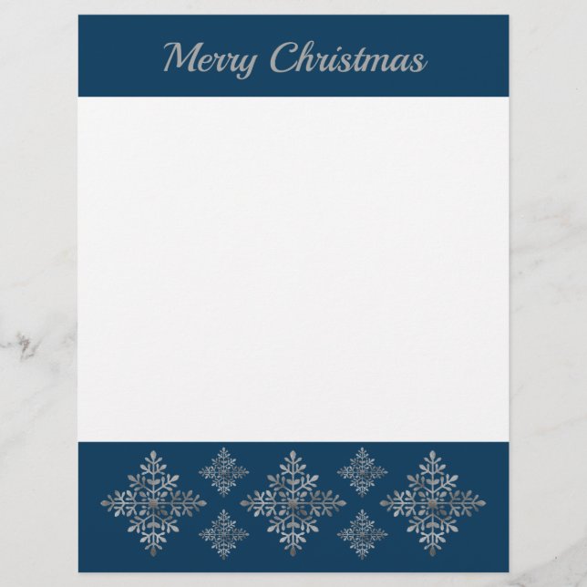 Faux Grey Folie Snowflakes op blauw (geen echte Fo Briefhoofd (Voorkant)