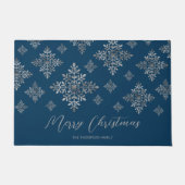 Faux Grey Folie Snowflakes op blauw (geen echte Fo Deurmat (Voorkant)