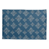 Faux Grey Folie Snowflakes op blauw (geen echte Fo Kussensloop (Achterkant-Links)
