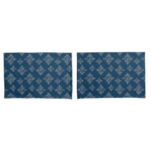 Faux Grey Folie Snowflakes op blauw (geen echte Fo Kussensloop (Voorkant-Set)
