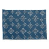 Faux Grey Folie Snowflakes op blauw (geen echte Fo Kussensloop (Achterkant-Rechts)