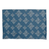 Faux Grey Folie Snowflakes op blauw (geen echte Fo Kussensloop (Voorkant-Links)