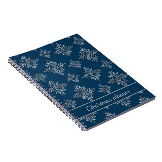 Faux Grey Folie Snowflakes op blauw (geen echte Fo Notitieboek (Rechterzijde)