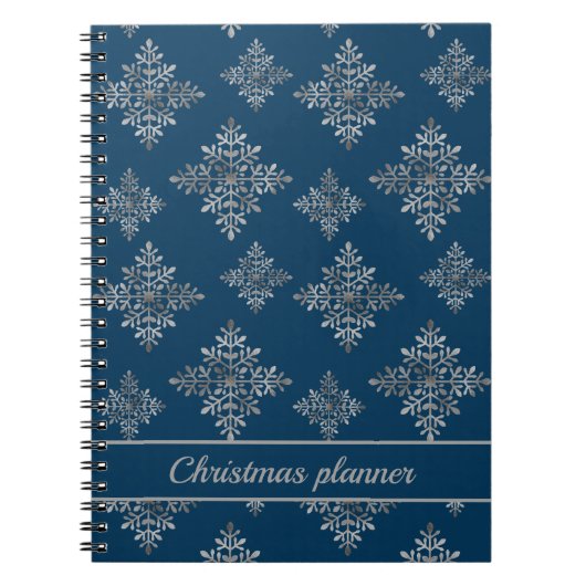 Faux Grey Folie Snowflakes op blauw (geen echte Fo Notitieboek (Voorkant)